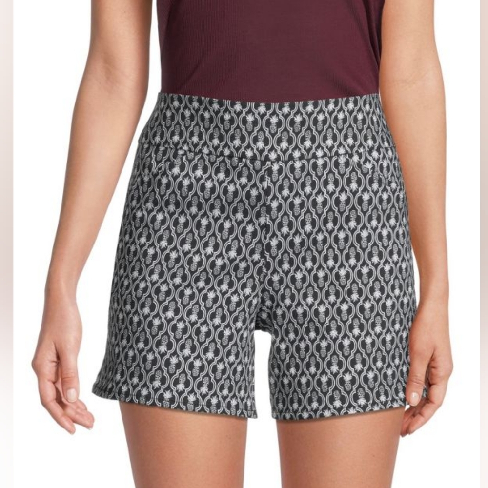 Premise Pineapple Print Pull On Tummy Control Navy/ White Bermuda Short Large